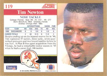 1991 Score #119 Tim Newton Back