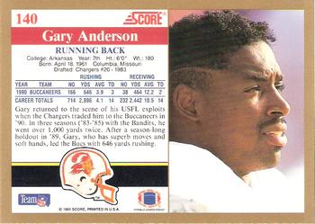 1991 Score #140 Gary Anderson Back