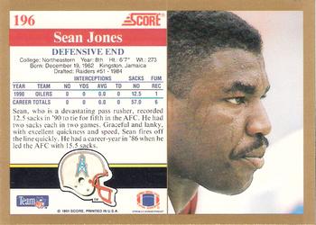 1991 Score #196 Sean Jones Back