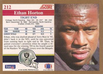 1991 Score #212 Ethan Horton Back