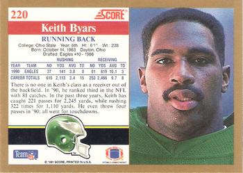 1991 Score #220 Keith Byars Back