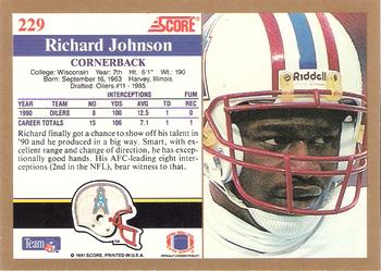 1991 Score #229 Richard Johnson Back