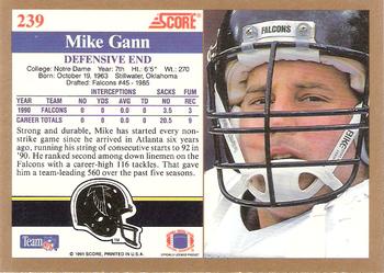 1991 Score #239 Mike Gann Back