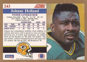 1991 Score #243 Johnny Holland Back