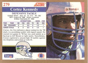 1991 Score #279 Cortez Kennedy Back