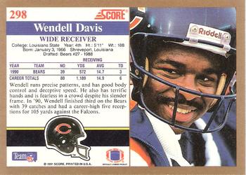 1991 Score #298 Wendell Davis Back