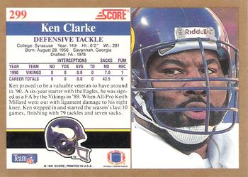 1991 Score #299 Ken Clarke Back
