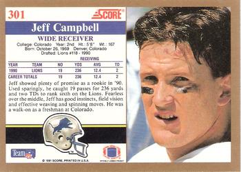 1991 Score #301 Jeff Campbell Back