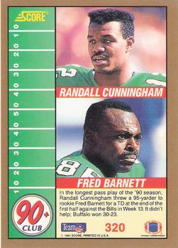 1991 Score #320 Randall Cunningham / Fred Barnett Back