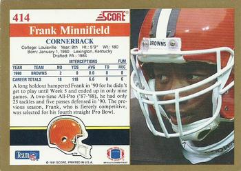 1991 Score #414 Frank Minnifield Back