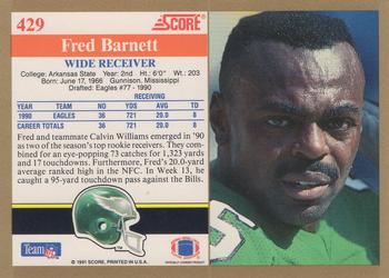 1991 Score #429 Fred Barnett Back