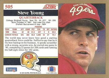 1991 Score #505 Steve Young Back