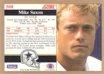 1991 Score #508 Mike Saxon Back
