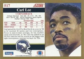 1991 Score #517 Carl Lee Back