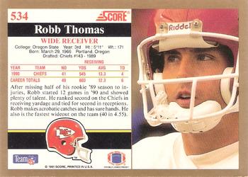 1991 Score #534 Robb Thomas Back