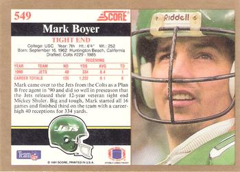 1991 Score #549 Mark Boyer Back