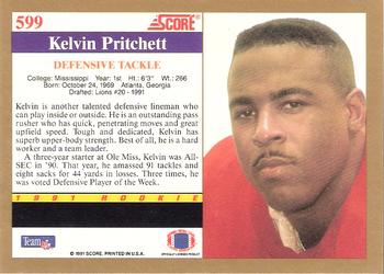 1991 Score #599 Kelvin Pritchett Back