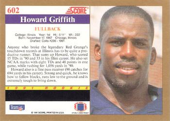 1991 Score #602 Howard Griffith Back