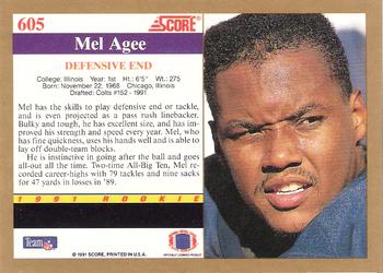 1991 Score #605 Mel Agee Back