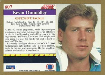 1991 Score #607 Kevin Donnalley Back