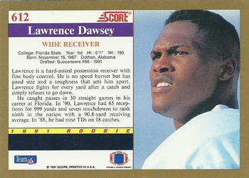 1991 Score #612 Lawrence Dawsey Back