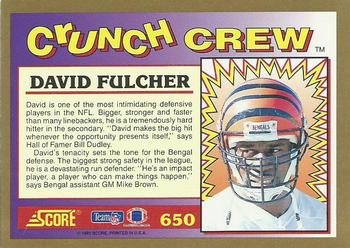 1991 Score #650 David Fulcher Back