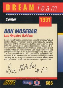 1991 Score #686 Don Mosebar Back