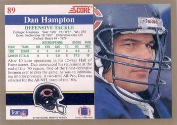 1991 Score #89 Dan Hampton Back