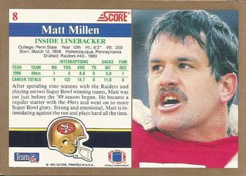 1991 Score #8 Matt Millen Back