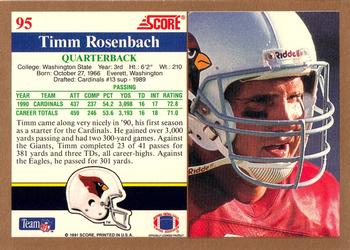 1991 Score #95 Timm Rosenbach Back