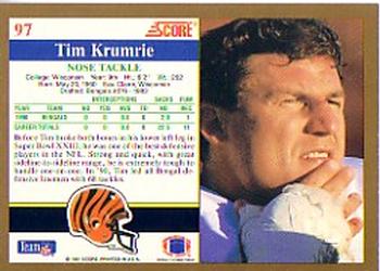 1991 Score #97 Tim Krumrie Back