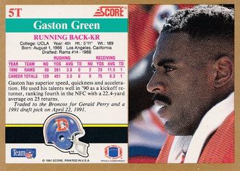 1991 Score Supplemental #5T Gaston Green Back