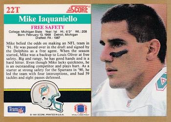 1991 Score Supplemental #22T Mike Iaquaniello Back