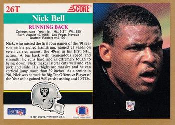 1991 Score Supplemental #26T Nick Bell Back