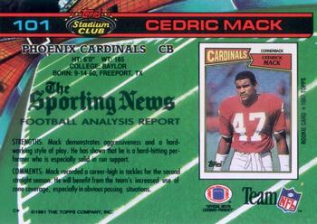 1991 Stadium Club #101 Cedric Mack Back