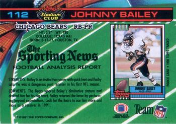 1991 Stadium Club #112 Johnny Bailey Back