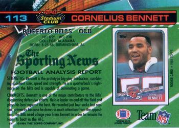 1991 Stadium Club #113 Cornelius Bennett Back