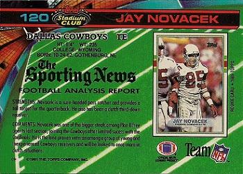 1991 Stadium Club #120 Jay Novacek Back