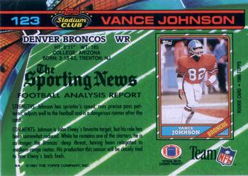 1991 Stadium Club #123 Vance Johnson Back