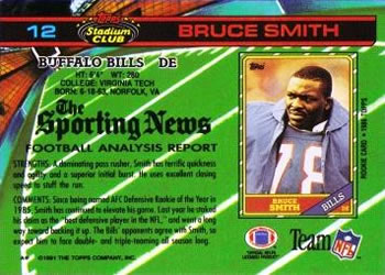 1991 Stadium Club #12 Bruce Smith Back
