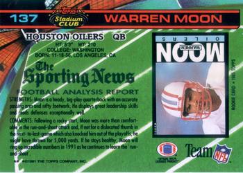 1991 Stadium Club #137 Warren Moon Back