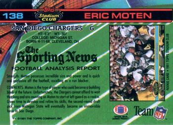 1991 Stadium Club #138 Eric Moten Back