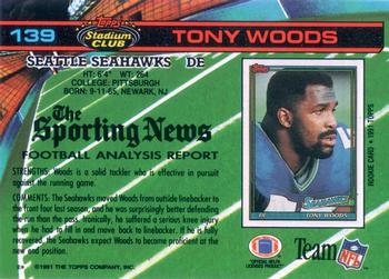 1991 Stadium Club #139 Tony Woods Back