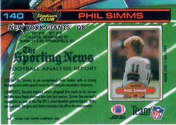 1991 Stadium Club #140 Phil Simms Back
