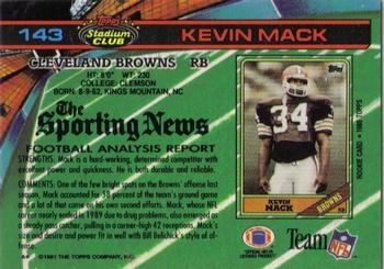 1991 Stadium Club #143 Kevin Mack Back