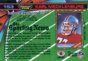 1991 Stadium Club #153 Karl Mecklenburg Back