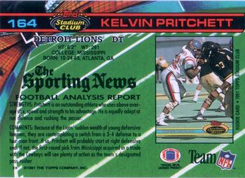 1991 Stadium Club #164 Kelvin Pritchett Back
