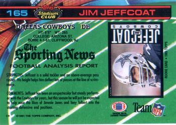 1991 Stadium Club #165 Jim Jeffcoat Back