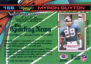1991 Stadium Club #166 Myron Guyton Back
