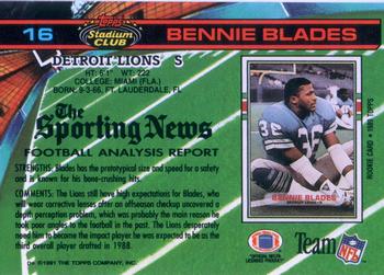 1991 Stadium Club #16 Bennie Blades Back